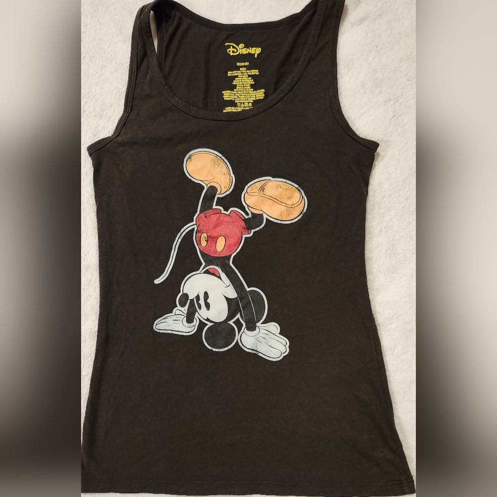 Womens Sz Sm Vintage Disney Tank Top with Mickey Mouse Doing a Handstand